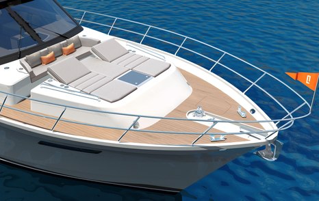 Rendering of CL Yachts CLB65 SUV boat fordeck with sunpads
