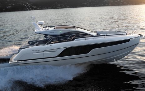 Fairline Targa 40 running shot at sunset