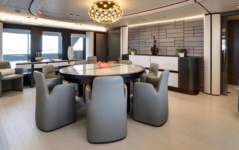 Extra Yachts motor yacht L.A.U.L. main saloon dining area 