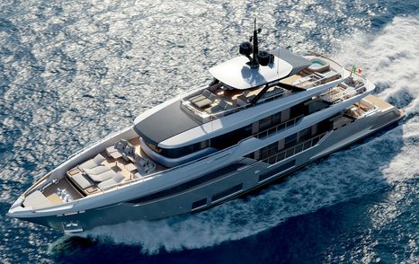 Custom Line Navetta 38 motor yacht underway side view 