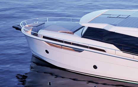 Rendering of Greenline 42 boat foredeck 