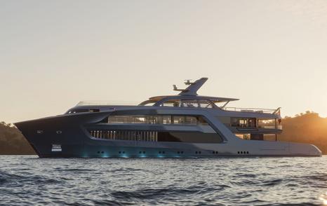 RMK Yachts superyacht Arcane Nova at anchor side view 