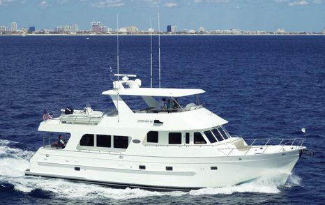 Outer Reef 650 Motoryacht underway side view 