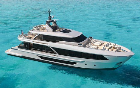 Ocean Alexander 30P yacht at anchor side view 