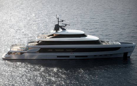 Azimut Grande 44M motor yacht at anchor side view 