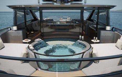 A render of the Tankoa Yachts T520 Fenice's foredeck pool