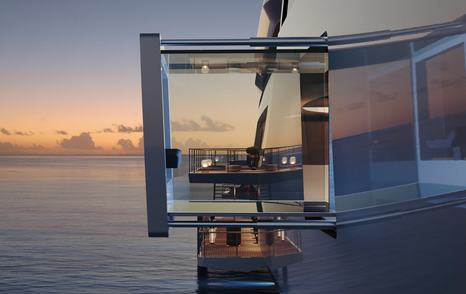 Rendering of Feadship Superyacht Hive fold out balcony terrace 