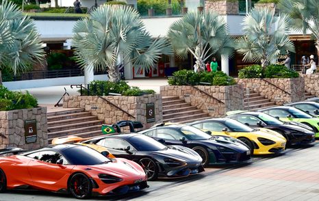 Line of supercars at Singapore yachting Festival