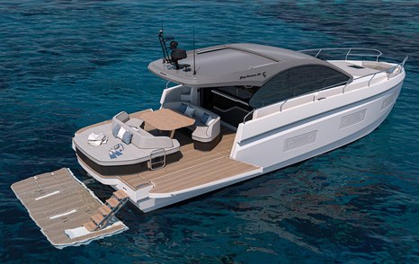 Motor yacht Beneteau Gran Turismo 50 view of fold out terraces