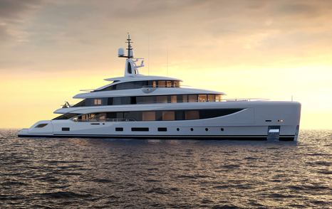 Rendering of Benetti B.Now 60M Oasis superyacht under way 