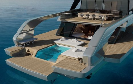 Sanlorenzo SX120 rendering of beach club 