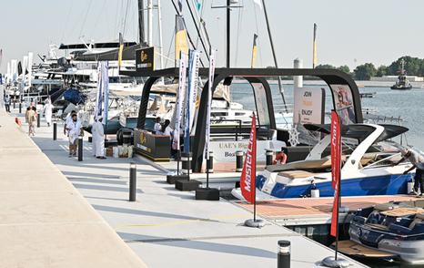 Boats berthed at the Abu Dhabi International Boat Show