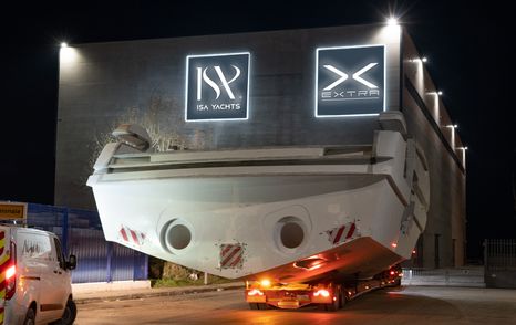 Extra X99 superyacht prepares for outfitting