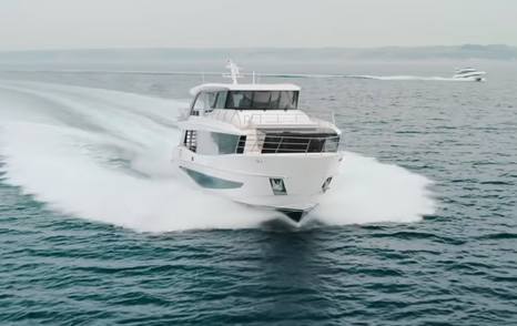 Princess X90 Motor Yacht under way on sea trials 