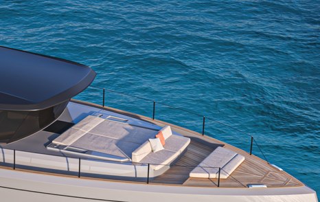 Pardo GT65 motor yacht foredeck with sun pads 