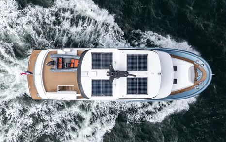 Steeler Ocean Explorer 72 yacht underway aerial view 