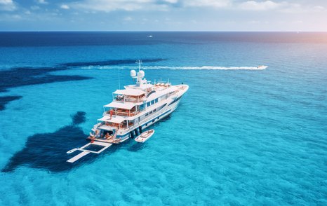 Anchored chartered superyacht