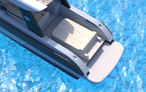 Rendering of TYKUN H1 dayboat bird eye view                             