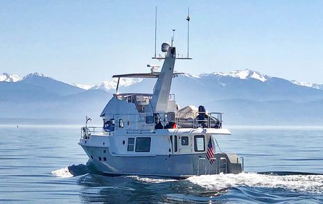 Nordhavn 475 boat under way 