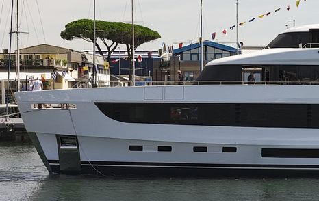 Azimut Grande 44M motor yacht at anchor foredeck view 