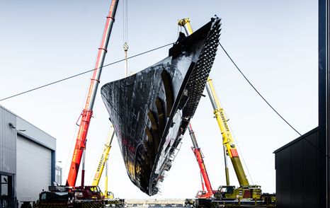 Hull of Project 406 being turned