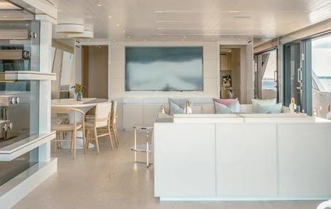 Sanlorenzo superyacht Our Aleph main saloon lounge and dining area 