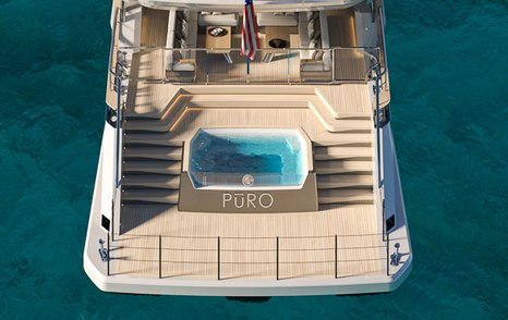 Ocean Alexander 40P yacht at anchor stern view 