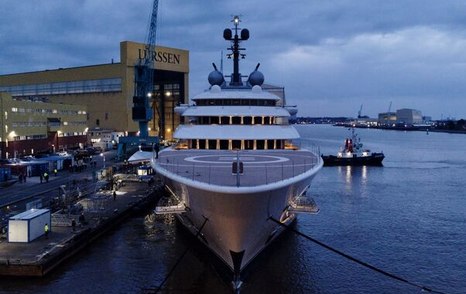 Lurssen's superyacht BLUE being launched