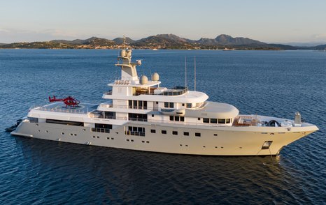  Admiral superyacht Planet Nine at anchor side view 
