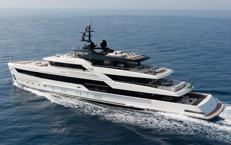 Rendering of Sanlorenzo 50Steel superyacht under way 