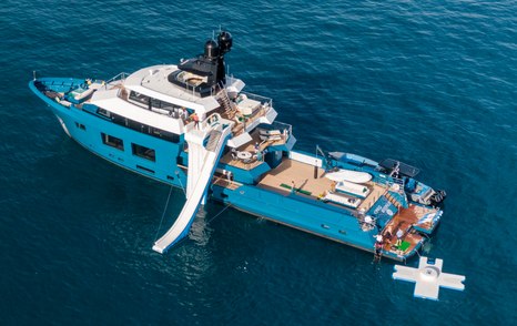 Superyacht KING BENJI at sea with waterslide