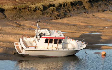 yacht sitting on the sea bed