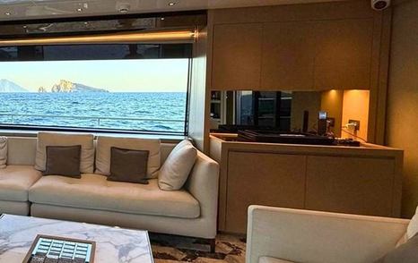 Sanlorenzo motor yacht Slam main saloon lounge with window 