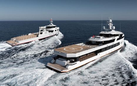 Explorer Yacht After You and Support Vessel Emotional under way 
