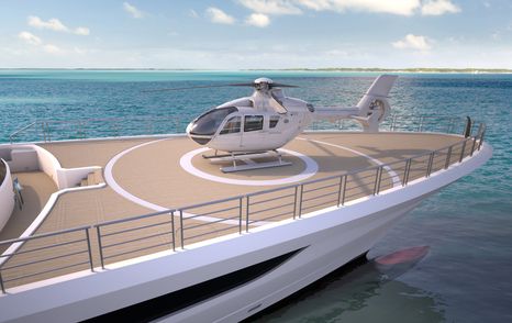 CGI showing helicopter on helipad of Project Cosmos