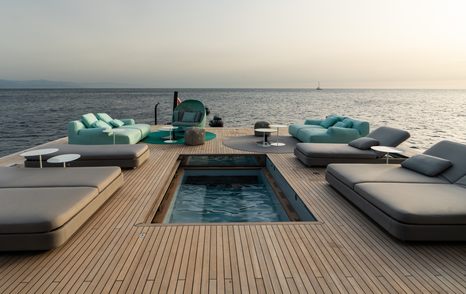 Exteriors with pool and loungers onboard Superyacht MAVERICK