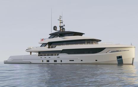 Bering Yachts superyacht 165/02 at anchor side view 