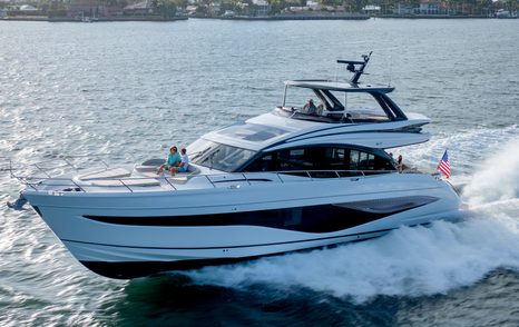 Princess S74 motor yacht under way 
