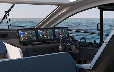 Motor yacht Beneteau Gran Turismo 50 helm station close up