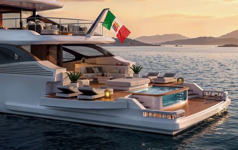 Rendering of Benetti Oasis 36M Superyacht oasis deck 