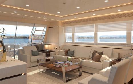 Second lounge area of superyacht HELGA