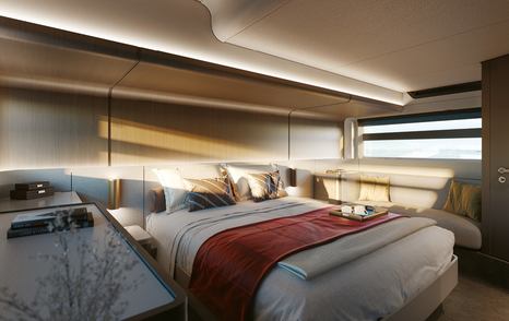 Large stateroom with double bed on Azimut 53