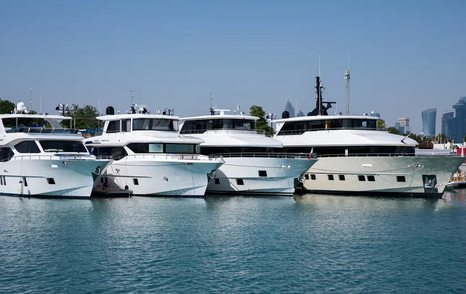 Motor yachts berthed in Qatar