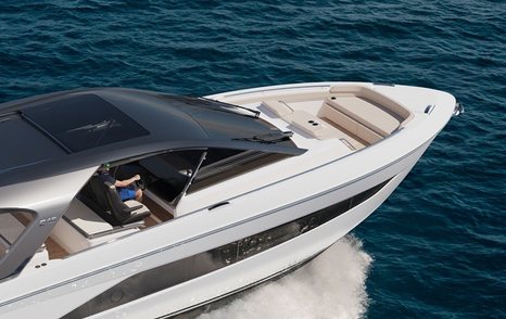 Princess C48 Open OB motor yacht foredeck with seating 