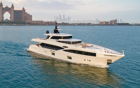 Gulf Craft Majesty 100 superyacht under way