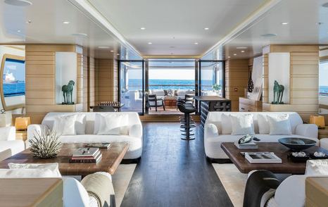 Light and airy interior lounge on Moca superyacht