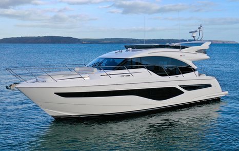 Princess F55 motor yacht at anchor side view