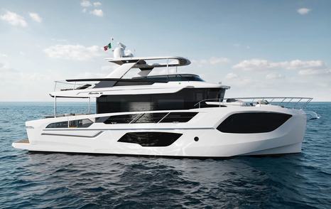 Absolute Navetta 66 at anchor side view 