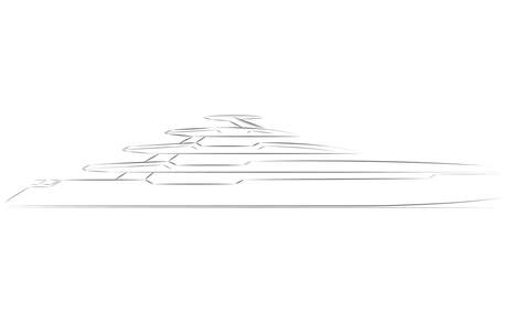 Amer Vertige superyacht black and white sketch 