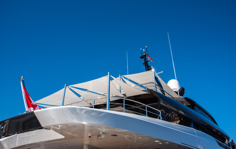 Malta flag yacht sun canopies on upper decks